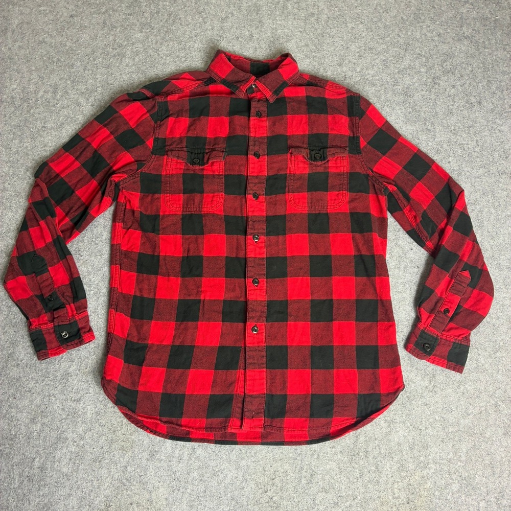 Mossimo Supply Co Mens Medium Red Black Buffalo Plaid Flannel Button Down Shirt